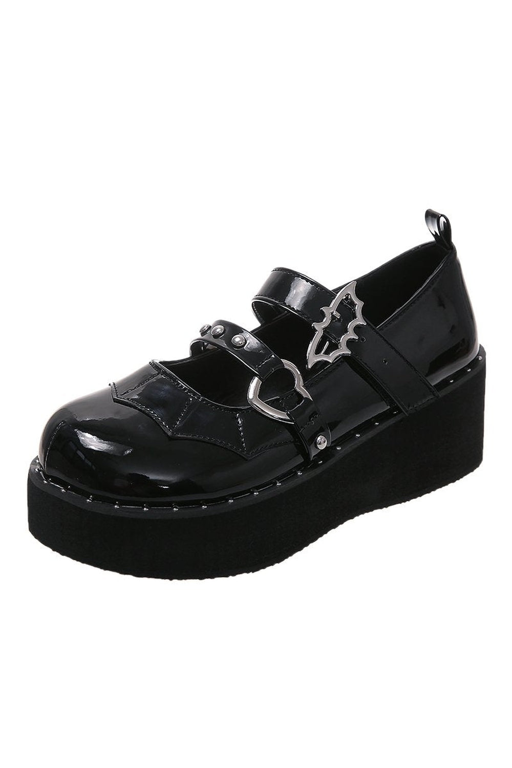 Black Goth Kawaii Platform Shoes with edgy charm.