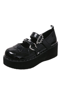 Black Goth Kawaii Platform Shoes with edgy charm.