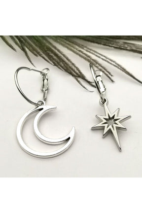 Goth Moons Stars Charm Earrings variant 3, celestial-themed.