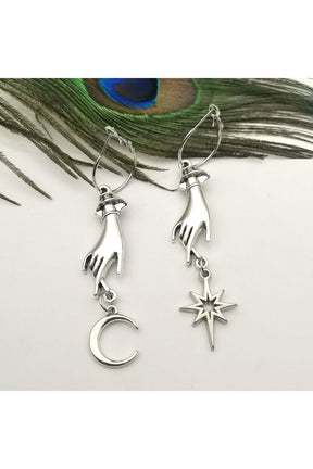 Goth Moons  Stars Charm Earrings