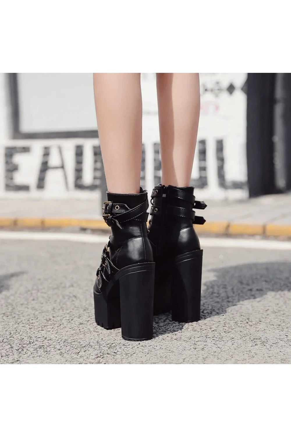 Goth Platform Round Toe Women's Boots