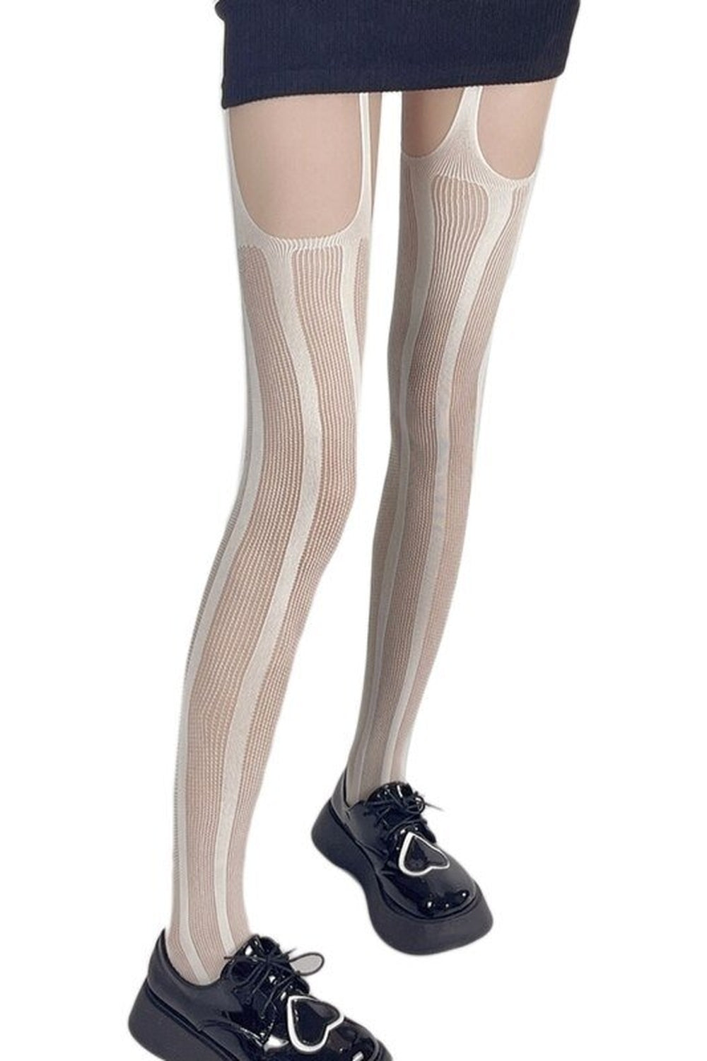 Black Goth Punk Pantyhose Tights A-2 intriguingly silky.