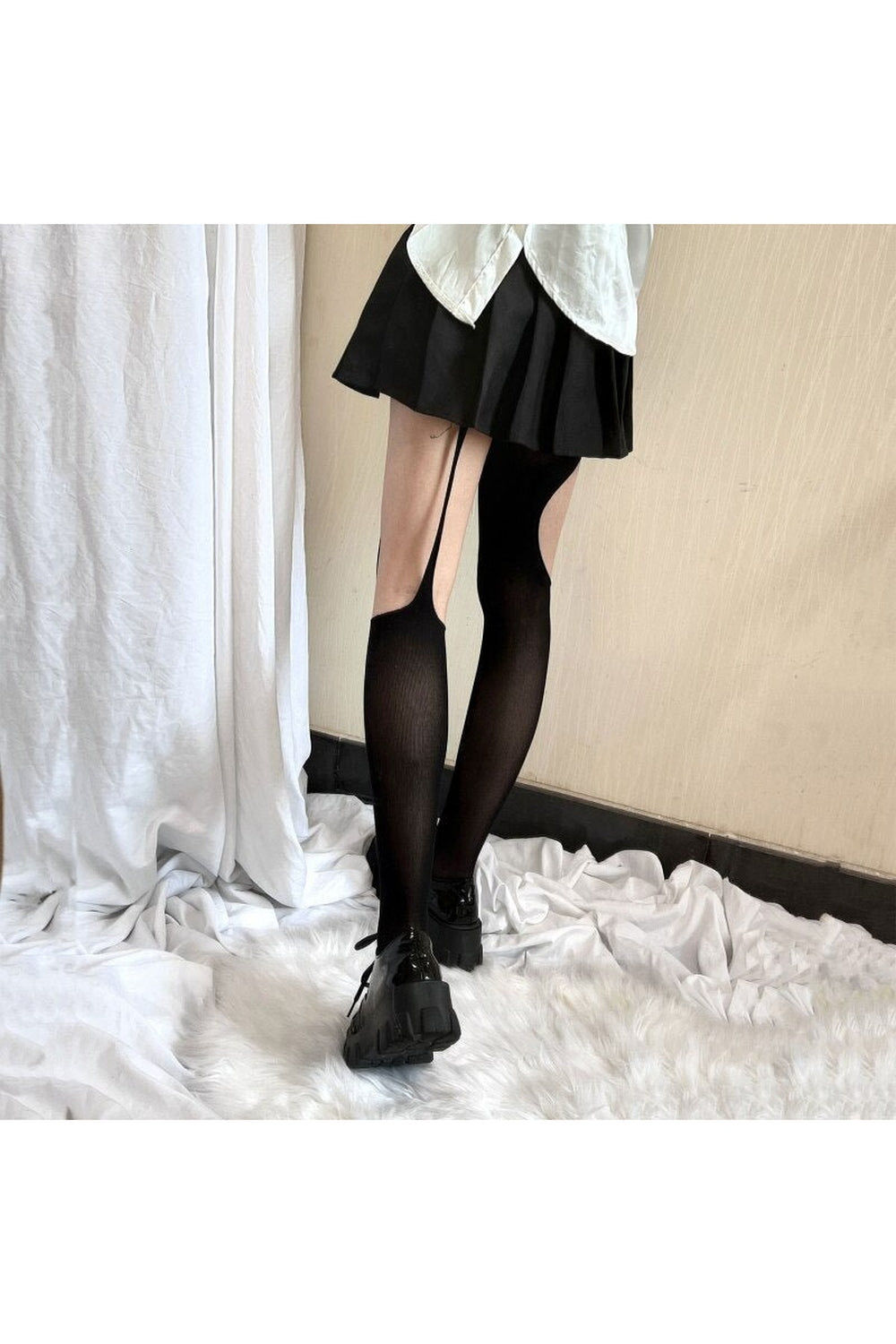 Goth Punk Black Silky Pantyhose  Tights