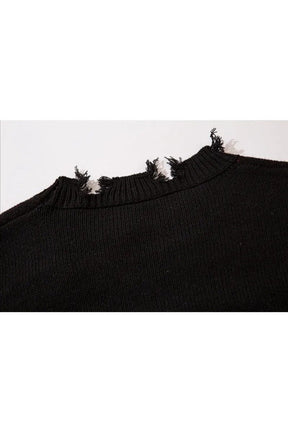 Fall Goth Ripped Knitted Sweater