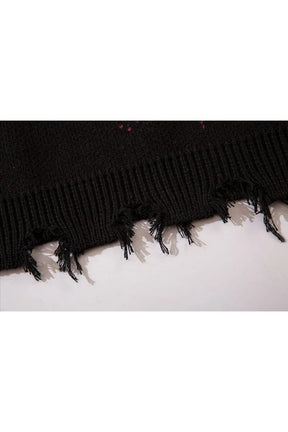 Fall Goth Ripped Knitted Sweater