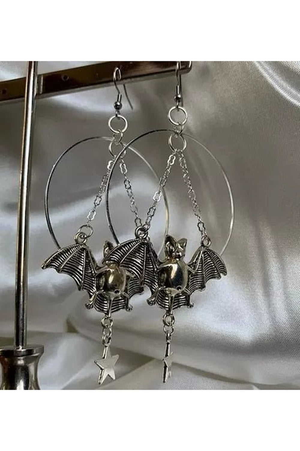 Goth Star and Bat Dangles Earrings, variant 3, features bats.