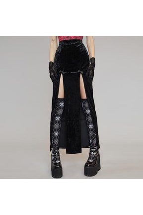 Goth Velvet Split Skirt