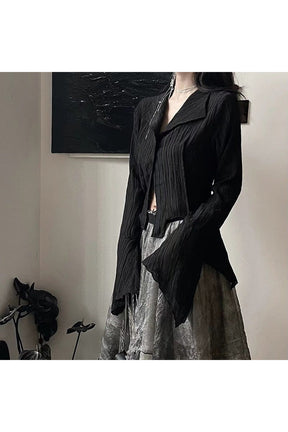 Gothic Black Irregular Tops