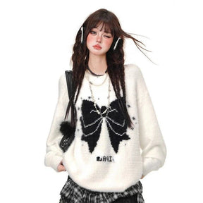 Gothic Bow Fluffy Sweater