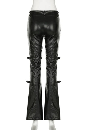 Gothic Buckle Flare Pants