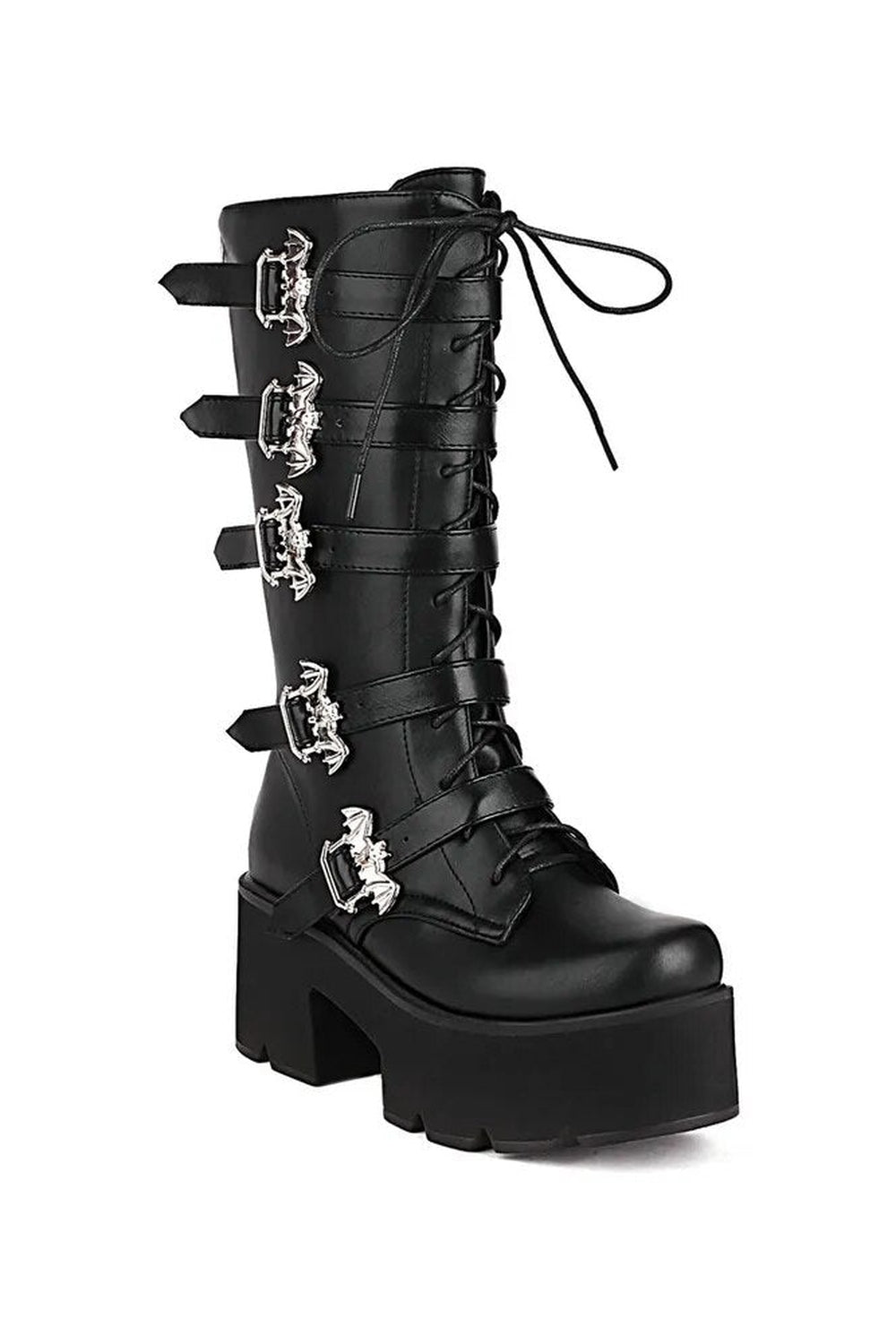 Stylish Gothic Chunky Motorcycle Boots in PU Leather.