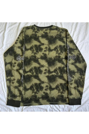 Green Gothic Cross and Skull Print Long Sleeve.