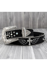 Black Gothic Cross Embellished Belt for edgy style.