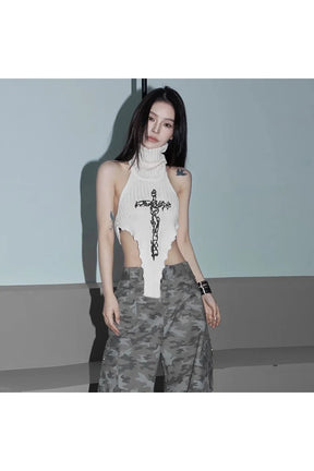 Gothic Cross Halter Knit Top