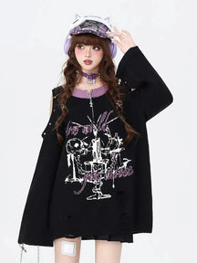 Black Gothic Dreamscape Sweater, intricate lace design.