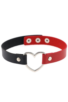 Stylish Gothic faux leather choker in BlackDarkRed.