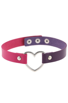 Elegant Gothic Faux Leather Choker in PurpleRoseRed.