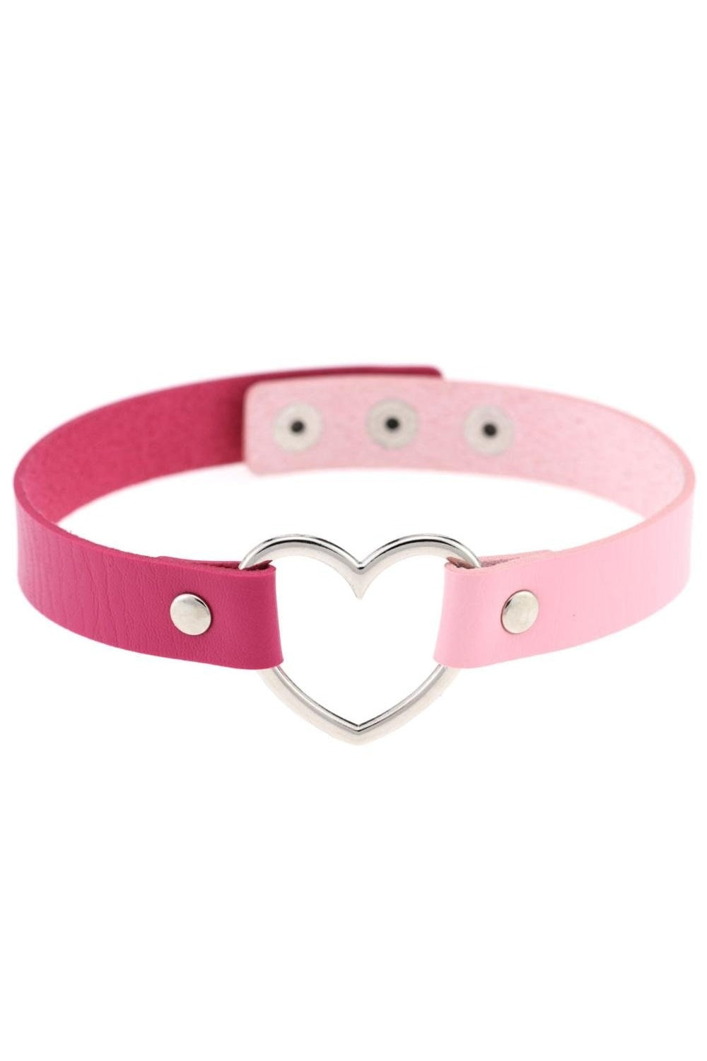 Gothic Faux Leather Choker in PinkRoseRed, edgy.