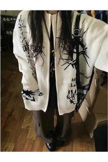 Cozy Fall Gothic Cardigan with Pic Print.