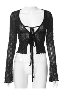 Black Gothic Lace Up Blouse with elegant design.