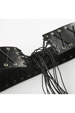 Black Gothic Lace-Up Corset Belt with edgy style.