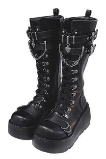 Stylish Gothic lace-up black motorcycle boots. Key: stylish