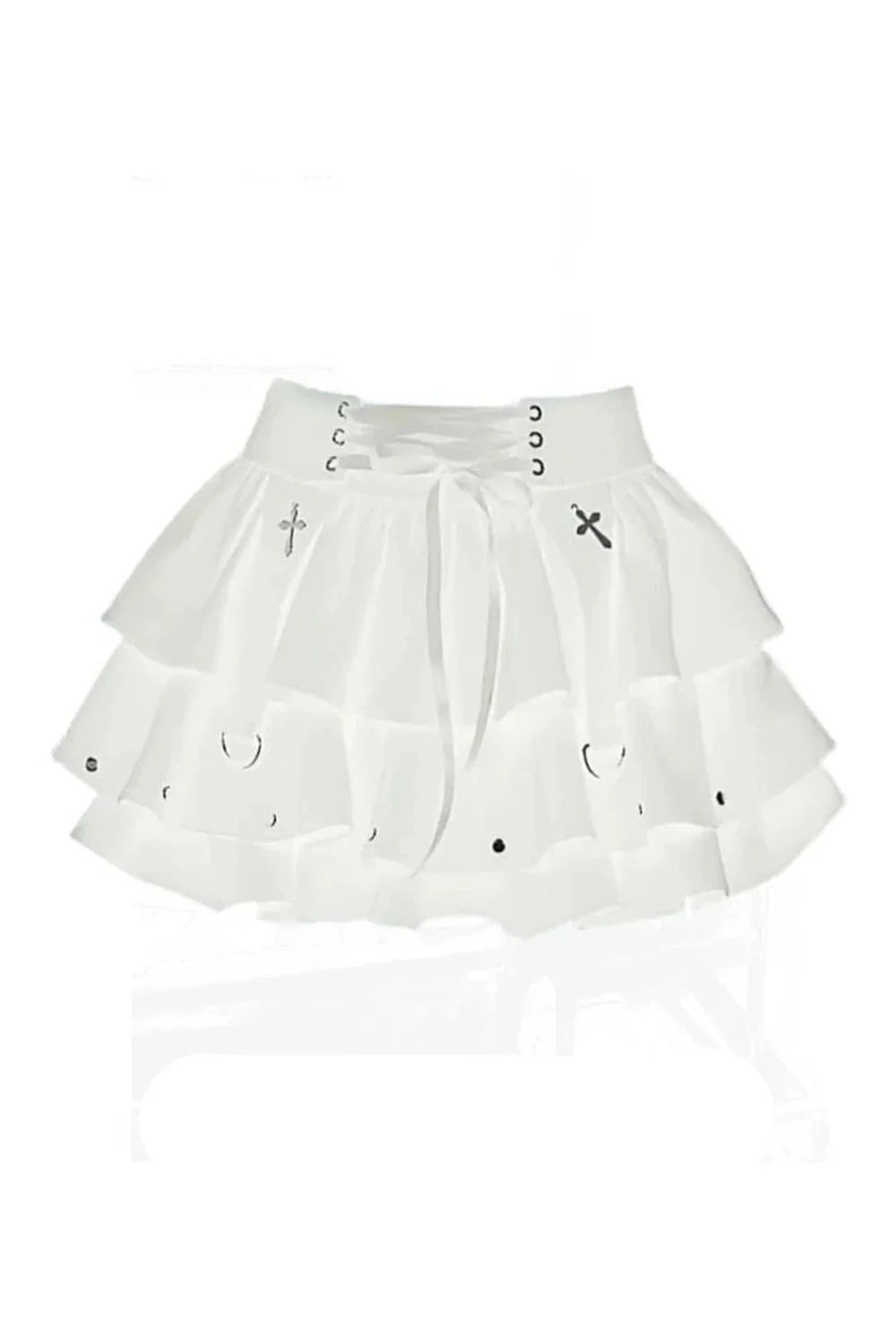 White Gothic Layered Corset Skirt with flair.