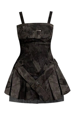 Short black Gothic mini denim dress.