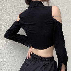 Gothic Off-Shoulder Crop Shirt