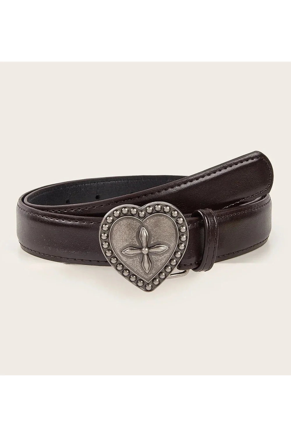 Stylish Gothic Peach Heart Cross Belt in Chocolate.