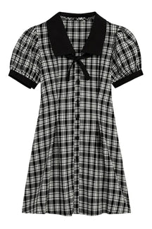 Black Gothic Plaid Peter Pan Dress with elegance.