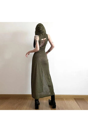 Gothic Punk Hollowed Midi Dress