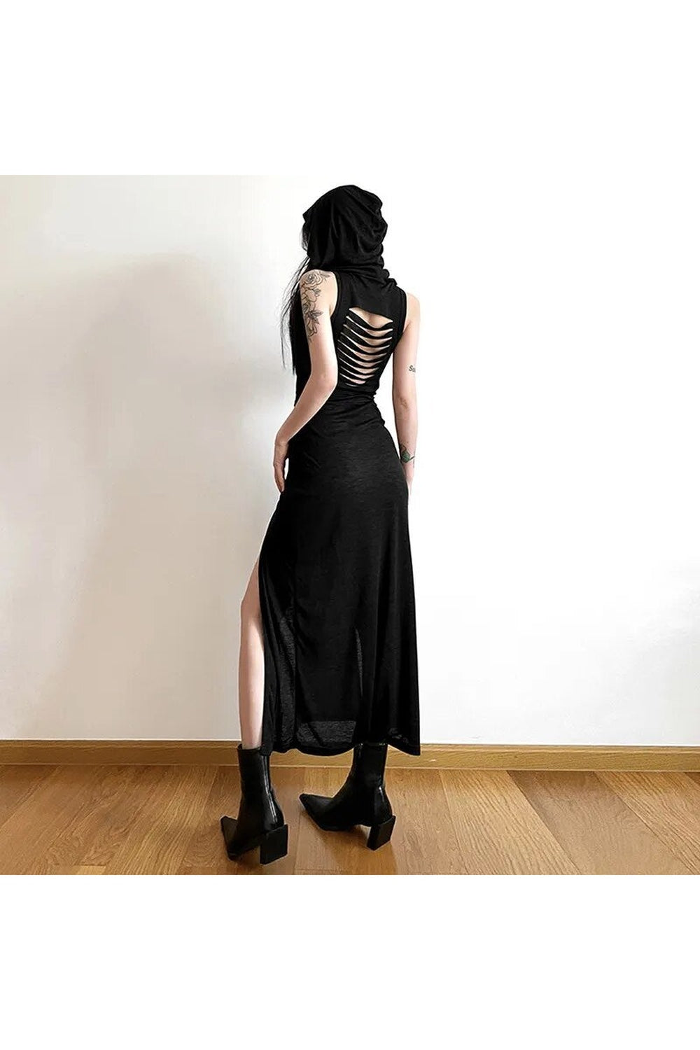 Gothic Punk Hollowed Midi Dress