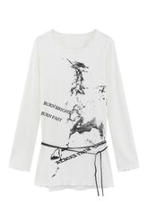 Gothic Punk Y2K T-Shirt in White, edgy style.