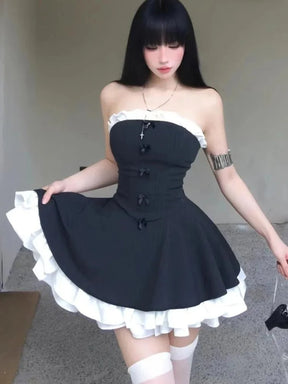 Gothic Ruffle Mini Dress