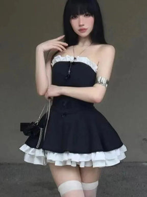 Gothic Ruffle Mini Dress