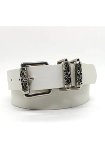 Stylish Gothic White Belt with Silver Buckle.