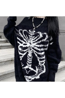 Stylish Gothic Skull Harajuku Pullover in Black.