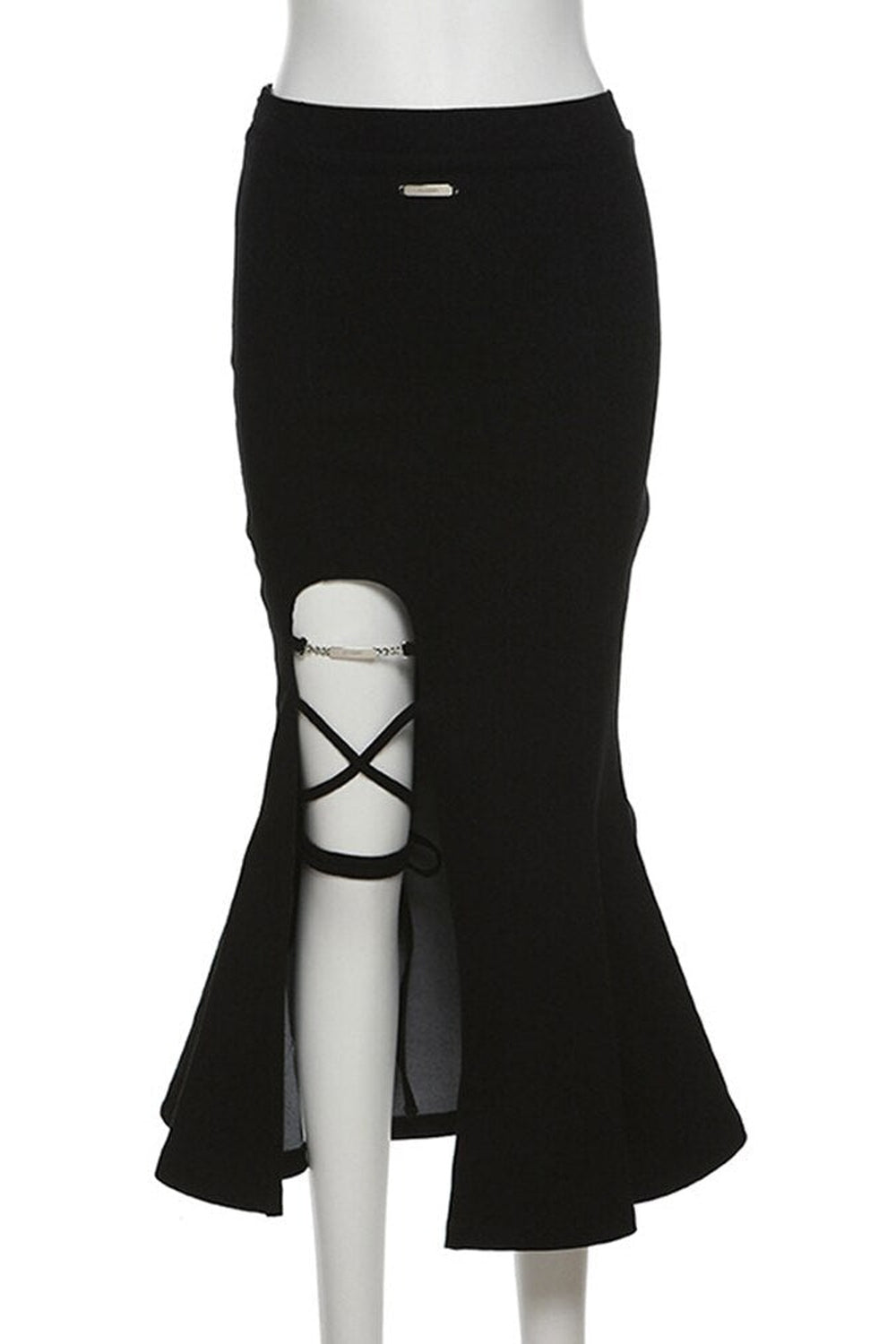 Black Gothic Slit Mermaid Skirt for edgy style.