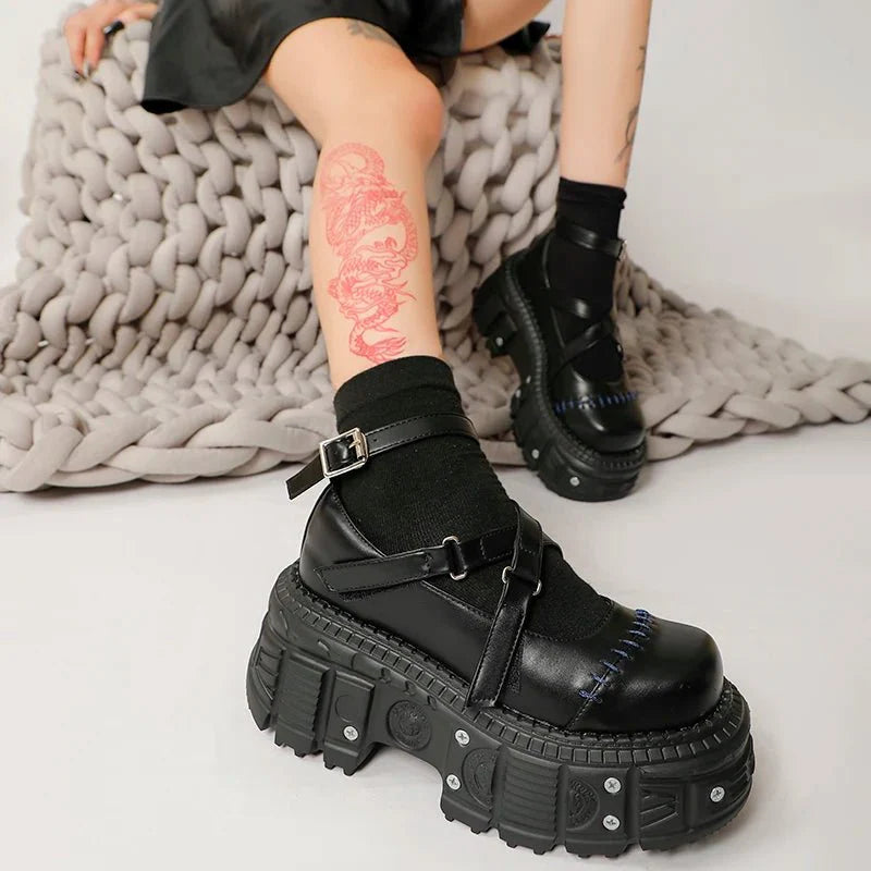 Gothic Stitched Punk Shoes