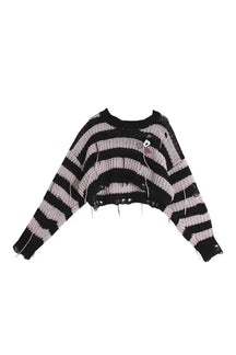 Striped Gothic knit pullover in stylish pic variant.