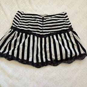 Gothic Striped Lace Mini Skirt