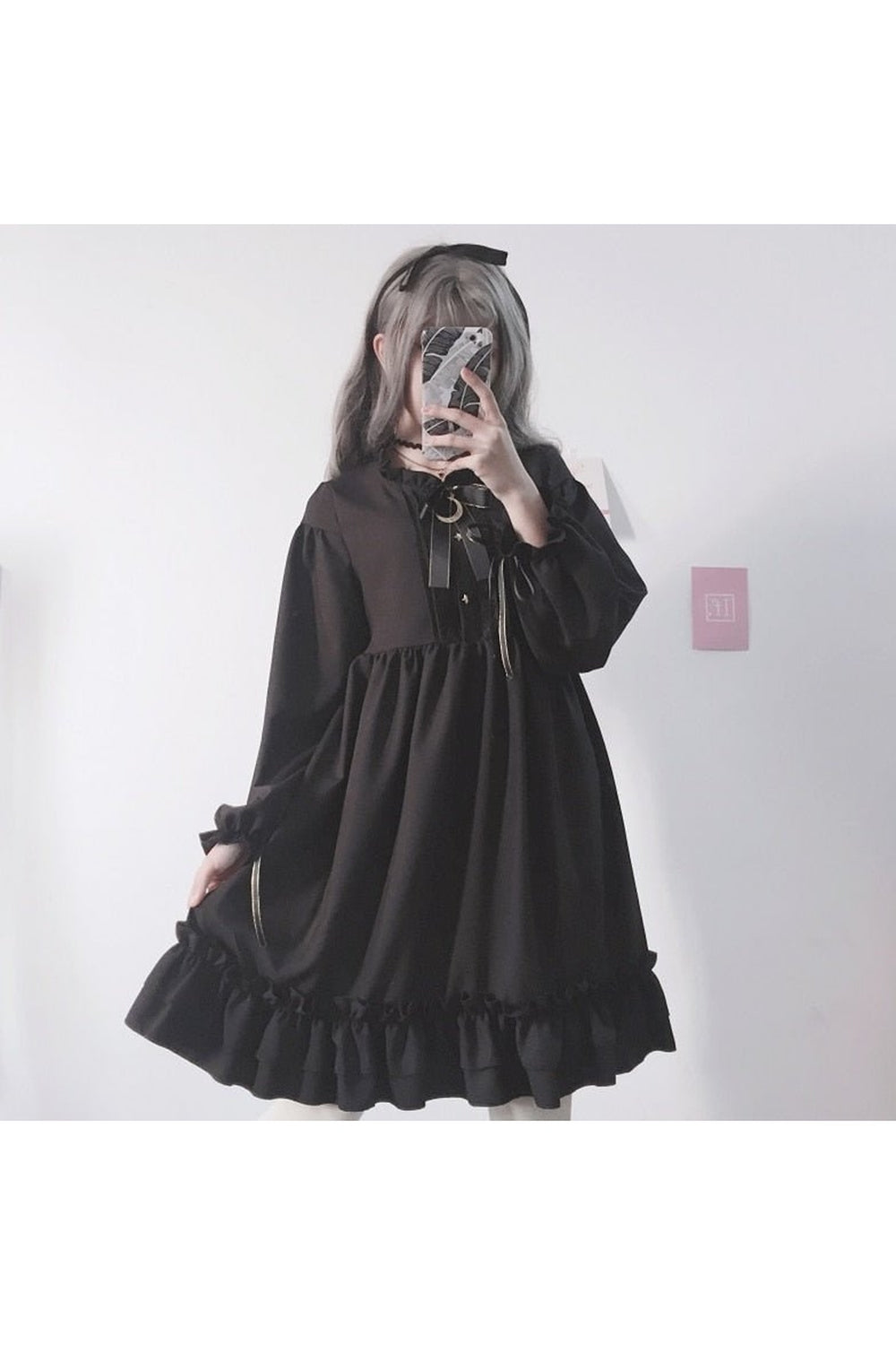 Black Gothic Summer Chiffon Dress, elegant and stylish.