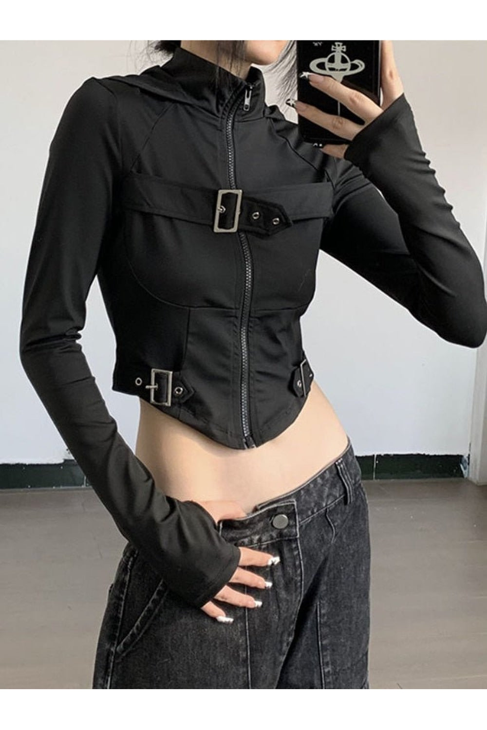 Gothic Techwear Corset Crop Top