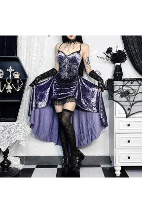 Gothic Velvet A-line Evening Dress