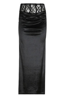 Black Gothic Velvet Trumpet Skirt with elegance.