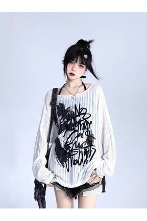 Graffiti Street Style Oversized Sweater