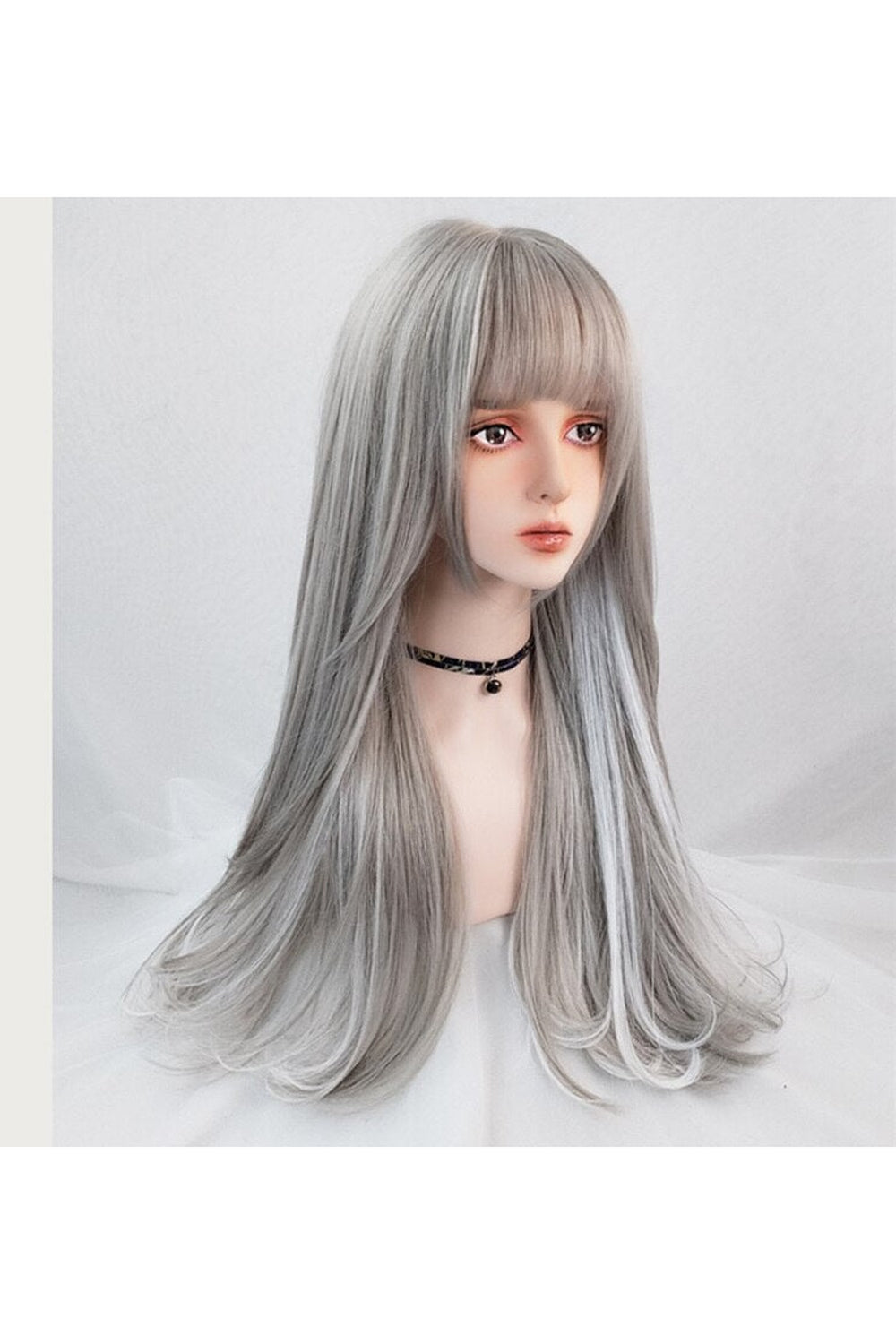 Gray Highlight Long Wig