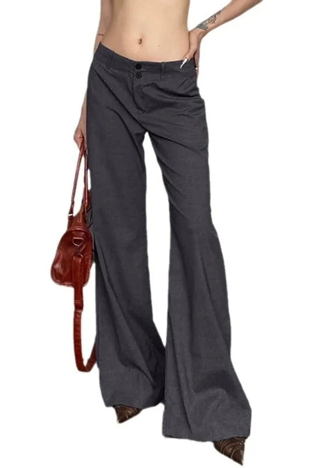 Gray Vintage Flared Pants