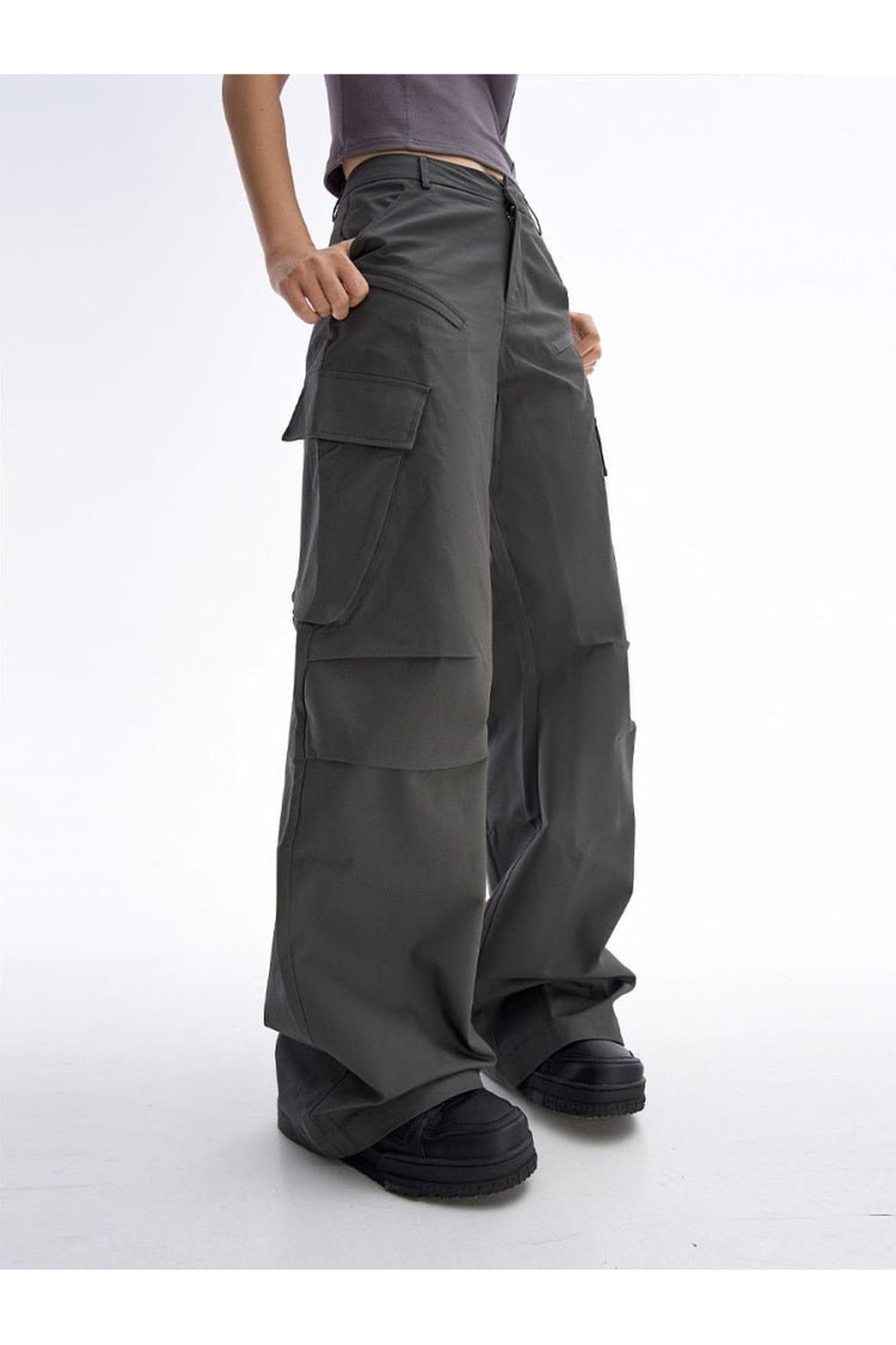 Gray Vintage Y2K Baggy Cargo Pants